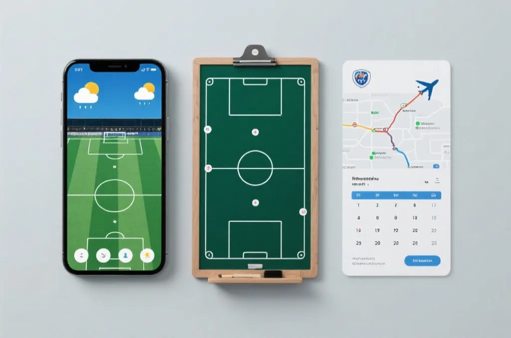 战术板与天气图并列的赛前分析场景